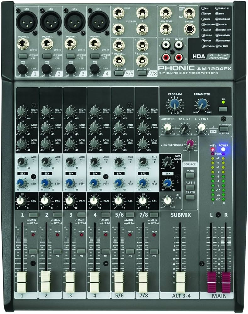 Amazon.com: Phonic 8 Channel Mixer with Effects (AM1204FX